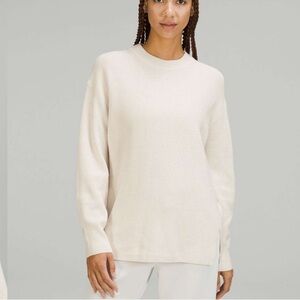 Lululemon Merino Wool-Blend Ribbed Crewneck Sweater Knit 6 Cream White Opal